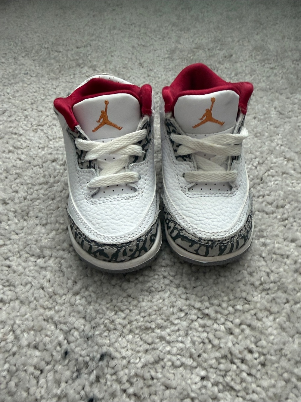 Air Jordan 3 Retro Cardinal Red Toddler Sneakers Size 5C